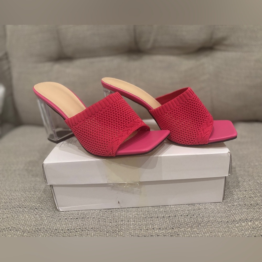 Stylish pink Women's Mules with Clear Heels
